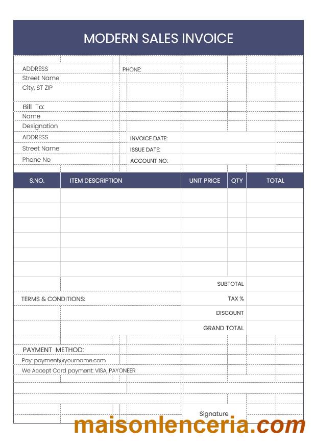 Nowoczesny szablon faktury sprzedaży w formatach Word i PDF